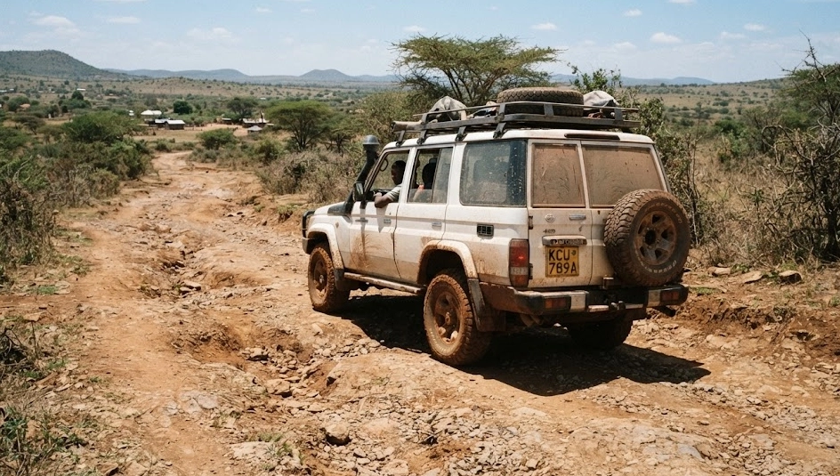 SUV dirigindo nas estradas africanas SUV dirigindo nas estradas africanas